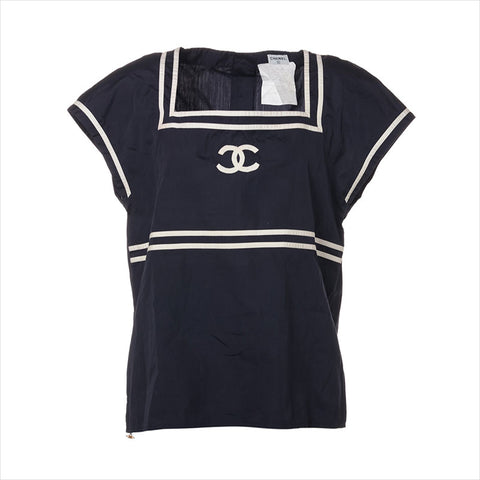 CHANEL COCO Mark Cotton Size 40 Cut White x navy WS15004