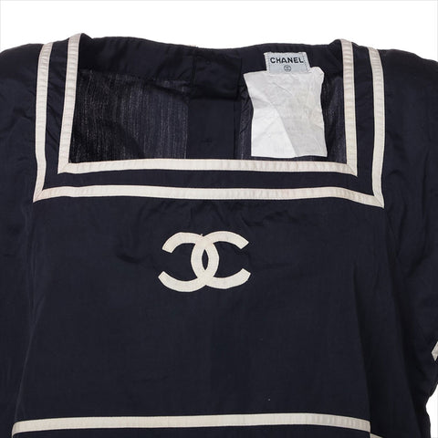 CHANEL COCO Mark Cotton Size 40 Cut White x navy WS15004