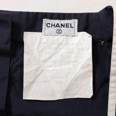 香奈儿可可标记棉花尺寸40剪裁和缝制白色X海军WS15004