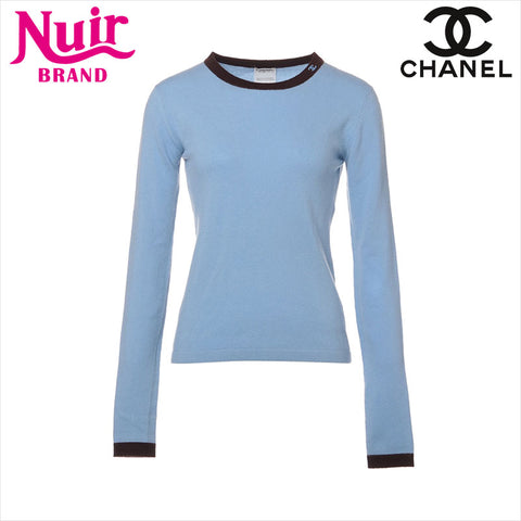 Chanel Coco Mark P20178V01207 02A 2002 Kaschmirgröße 38 Strickblau WS15005