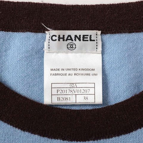 Chanel Coco Mark P20178V01207 02A 2002 Kaschmirgröße 38 Strickblau WS15005