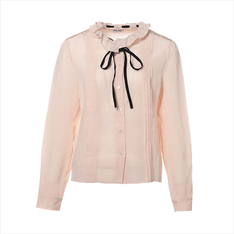 Miu Miu Miu MK1402 Seidengröße 38 Band Bluse Pink WS15012