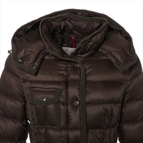 Moncler Moncler Hermine Abnehmbare Haube Nylongröße 00 Mantel Khaki WS15015
