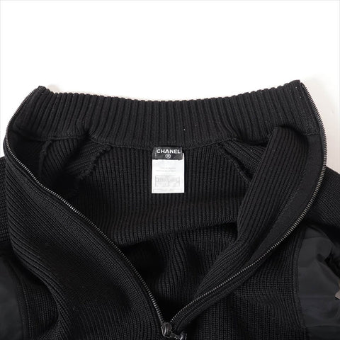 CHANEL Sports COCO Mark 02A Wool High Neck P19886W03054 Half Zip Size:38 knit black WS15016