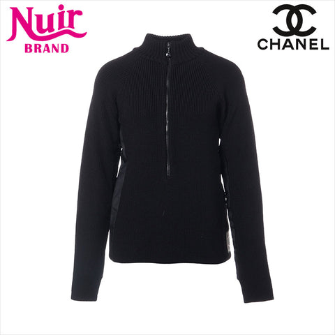 CHANEL Sports COCO Mark 02A Wool High Neck P19886W03054 Half Zip Size:38 knit black WS15016