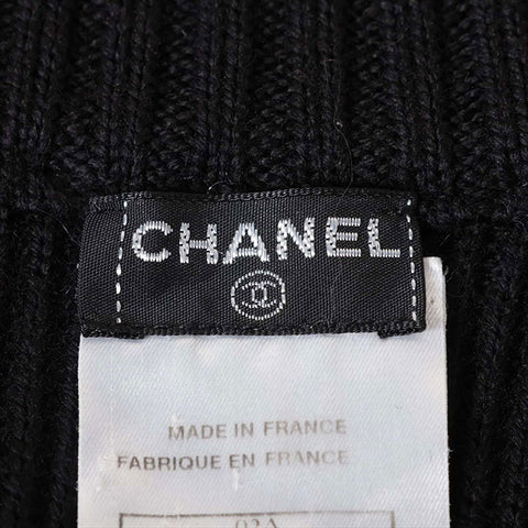 CHANEL Sports COCO Mark 02A Wool High Neck P19886W03054 Half Zip Size:38 knit black WS15016