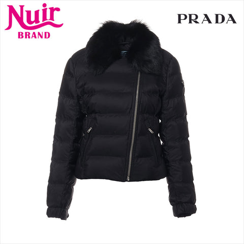 PRADA Triangle logo 20AW Nylon 29Y510 Removable fur Size:42 Down jacket black WS15017