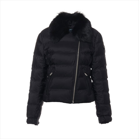PRADA Triangle logo 20AW Nylon 29Y510 Removable fur Size:42 Down jacket black WS15017