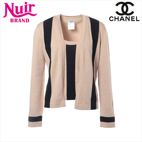 シャネル CHANEL ココマーク 03P コットン×カシミヤ  P20848W03124 Size:37 アンサンブル ベージュ×ブラック WS15019