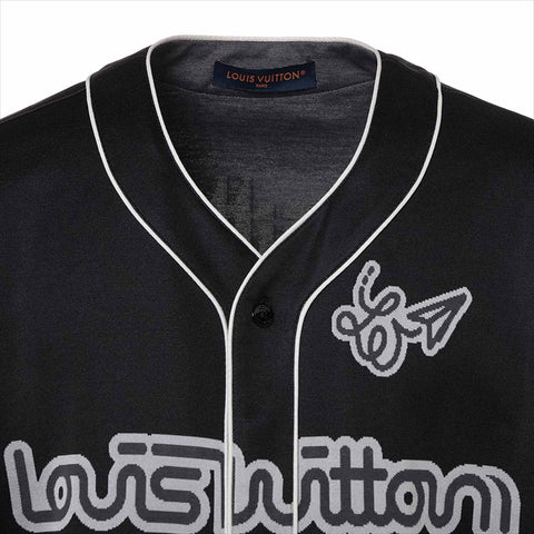 LOUIS VUITTON 23Stainless Steel Cotton x Polyester Shirt RM231 Baseball Shirt XL Short sleeve shirt black WS15020