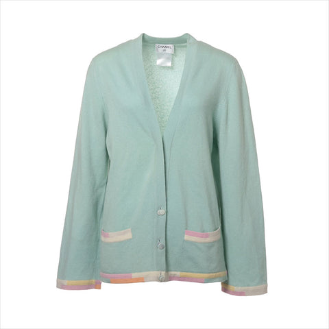 CHANEL COCO Button 99C cashmere  P12361W02485 Size:38 cardigan green WS15021
