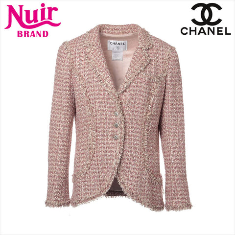 CHANEL COCO Button 06C Rayon x Silk P27798V16935 Tweed Size:40 Jacket pink WS15025