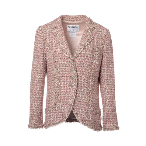 CHANEL COCO Button 06C Rayon x Silk P27798V16935 Tweed Size:40 Jacket pink WS15025