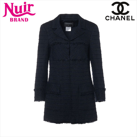 CHANEL 07A Cotton x Linen Jacket P31329V20543 Tweed Size:38 Jacket Navy WS15031