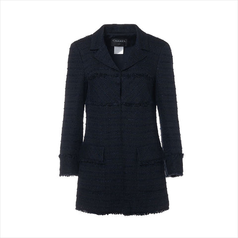 CHANEL 07A Cotton x Linen Jacket P31329V20543 Tweed Size:38 Jacket Navy WS15031