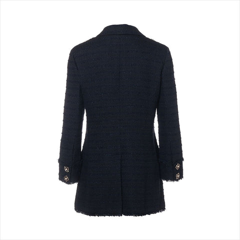 CHANEL 07A Cotton x Linen Jacket P31329V20543 Tweed Size:38 Jacket Navy WS15031
