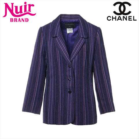 CHANEL COCO Button 01P Cotton x Wool Tailored Jacket P17349V09830 Size:42 Jacket purple WS15033