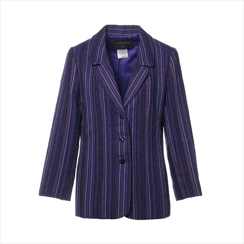 CHANEL COCO Button 01P Cotton x Wool Tailored Jacket P17349V09830 Size:42 Jacket purple WS15033