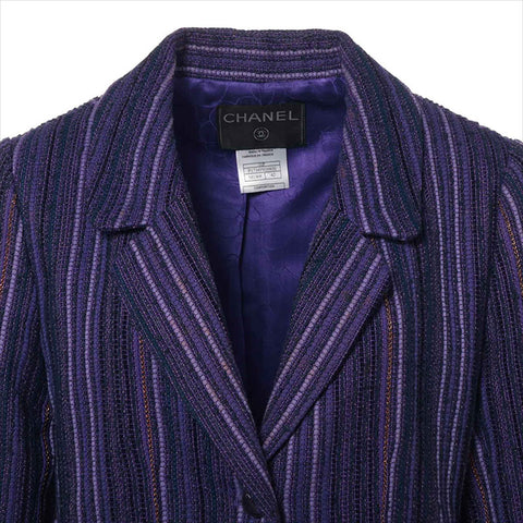 CHANEL COCO Button 01P Cotton x Wool Tailored Jacket P17349V09830 Size:42 Jacket purple WS15033