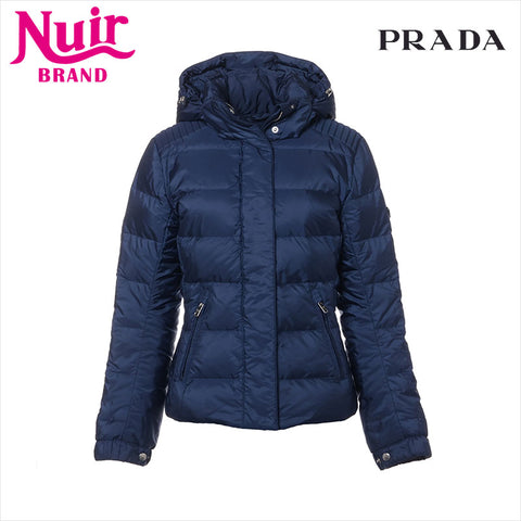 PRADA Triangle logo 18AW nylon down jacket 29X544 detachable hood Size:42 Jacket Navy WS15037