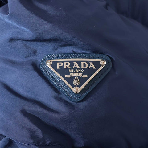 PRADA Triangle logo 18AW nylon down jacket 29X544 detachable hood Size:42 Jacket Navy WS15037