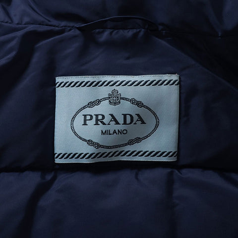 PRADA Triangle logo 18AW nylon down jacket 29X544 detachable hood Size:42 Jacket Navy WS15037