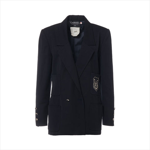 CHANEL 黒 テーラードジャケット 38 CHANEL COCO Button Patch Size:38 Jacket black WS15038 – NUIR
