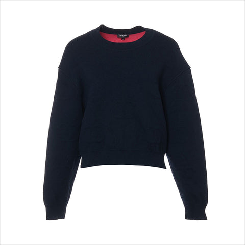 CHANEL COCO Mark cashmere  P70525K10076 Size:38 knit Navy x pink WS15039