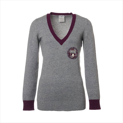 CHANEL 07A cashmere P31851K00569 Size:34 knit gray WS15043