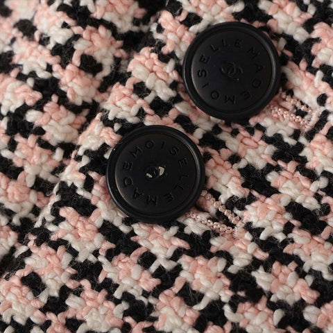 CHANEL COCO Button 02P Cotton P19180W02894 Tweed Size:40 Jacket Black x pink WS15045