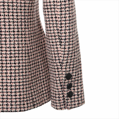 CHANEL COCO Button 02P Cotton P19180W02894 Tweed Size:40 Jacket Black x pink WS15045