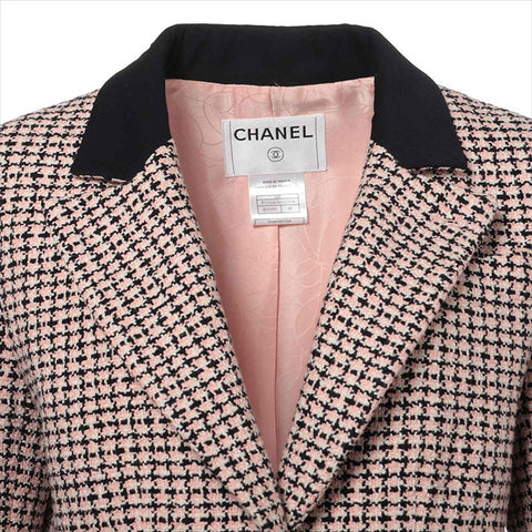 CHANEL COCO Button 02P Cotton P19180W02894 Tweed Size:40 Jacket Black x pink WS15045