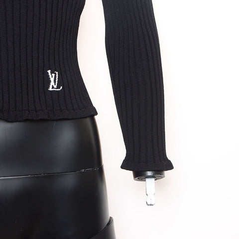 ルイ・ヴィトン LOUIS VUITTON ロゴ フリル Size:M ウール ニット ブラック WS15049