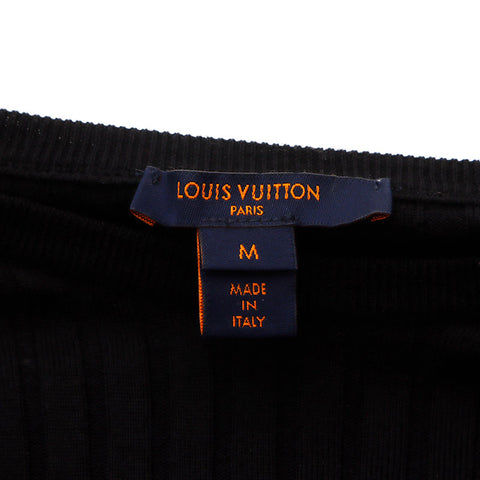 ルイ・ヴィトン LOUIS VUITTON ロゴ フリル Size:M ウール ニット ブラック WS15049