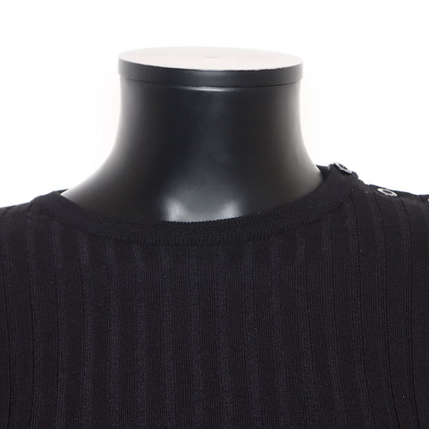 ルイ・ヴィトン LOUIS VUITTON ロゴ フリル Size:M ウール ニット ブラック WS15049