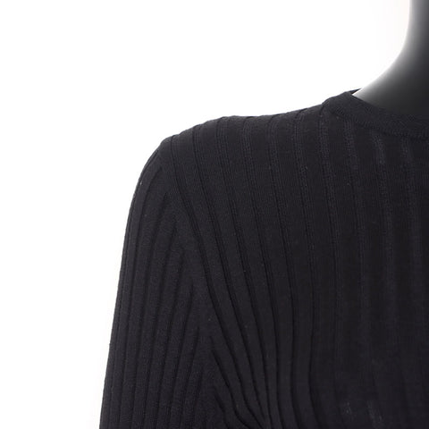 ルイ・ヴィトン LOUIS VUITTON ロゴ フリル Size:M ウール ニット ブラック WS15049