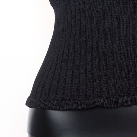 ルイ・ヴィトン LOUIS VUITTON ロゴ フリル Size:M ウール ニット ブラック WS15049