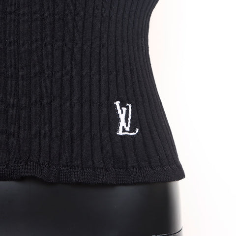 ルイ・ヴィトン LOUIS VUITTON ロゴ フリル Size:M ウール ニット ブラック WS15049