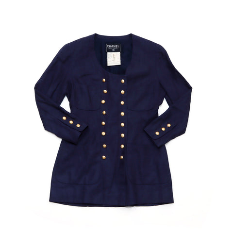 CHANEL suit jacket skirt setup Navy WS1504