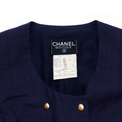 CHANEL suit jacket skirt setup Navy WS1504