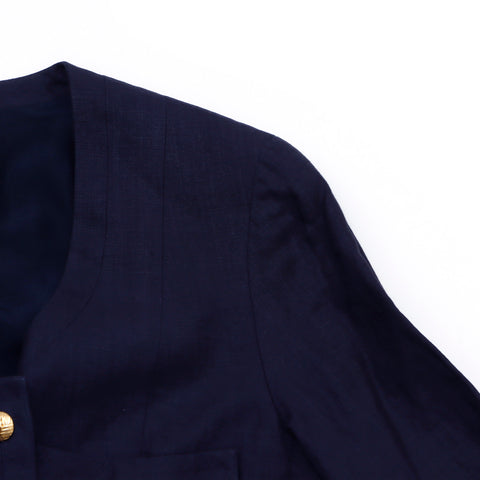 CHANEL suit jacket skirt setup Navy WS1504