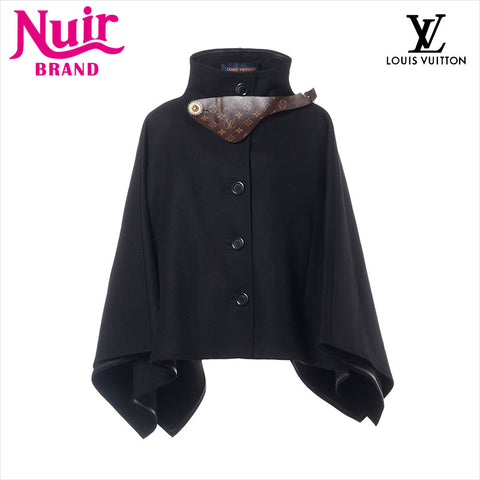 LOUIS VUITTON Wool x Angora FFC058UGC Monogram Size:36 poncho wool black WS15050