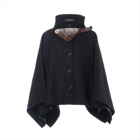 LOUIS VUITTON Wool x Angora FFC058UGC Monogram Size:36 poncho wool black WS15050