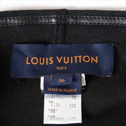 LOUIS VUITTON Wool x Angora FFC058UGC Monogram Size:36 poncho wool black WS15050
