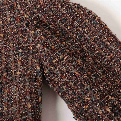 CHANEL COCO Button Wool x Rayon Jacket Tweed Jacket Brown WS15051