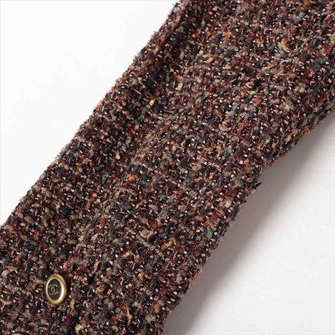 CHANEL COCO Button Wool x Rayon Jacket Tweed Jacket Brown WS15051