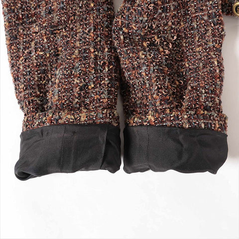 CHANEL COCO Button Wool x Rayon Jacket Tweed Jacket Brown WS15051