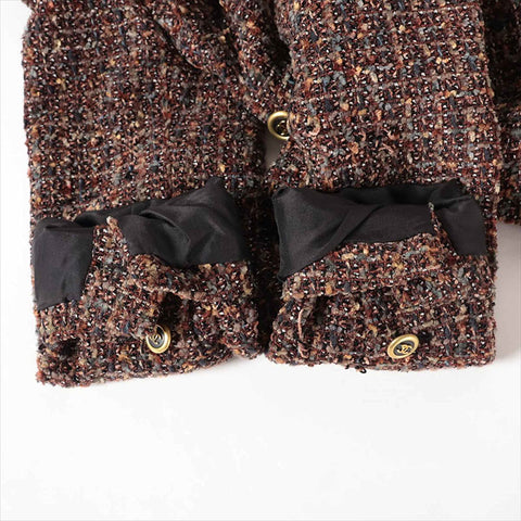 CHANEL COCO Button Wool x Rayon Jacket Tweed Jacket Brown WS15051