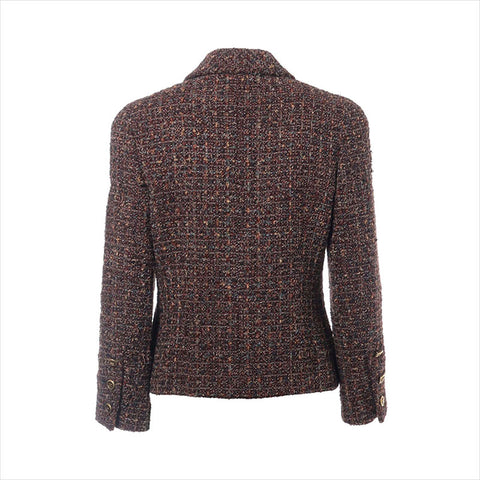 CHANEL COCO Button Wool x Rayon Jacket Tweed Jacket Brown WS15051