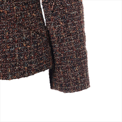 CHANEL COCO Button Wool x Rayon Jacket Tweed Jacket Brown WS15051